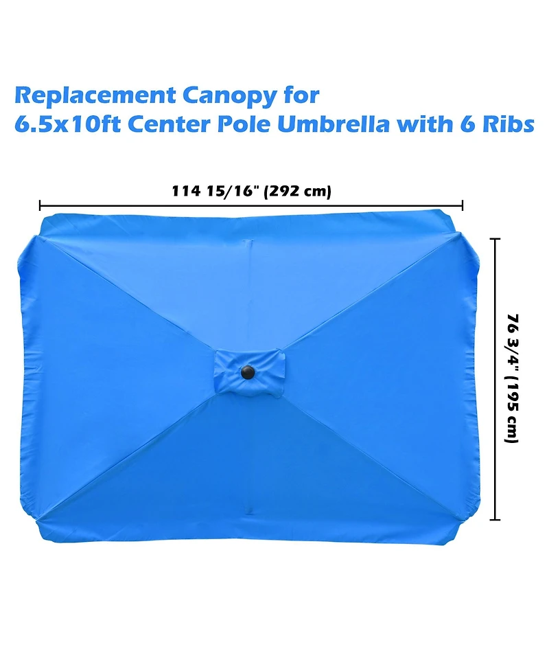 Patio Rectangle Umbrella Canopy Replacement Parasol Sunshade Cover f/ 6.5x10 ft Umbrella