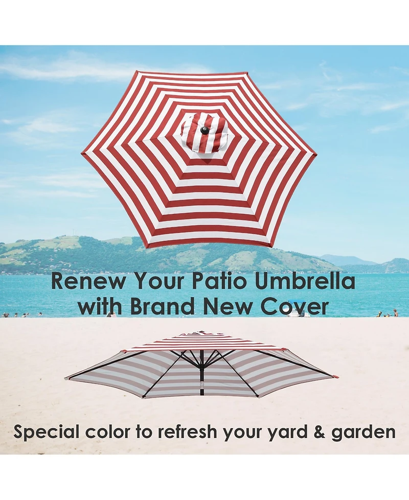 9 Ft Patio Umbrella Replacement Canopy Market Table Top Sunshade Cover Garden