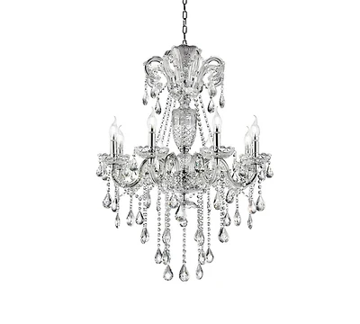 Streamdale 37" In Eilish Silver Crystal 8-led Light Chandelier