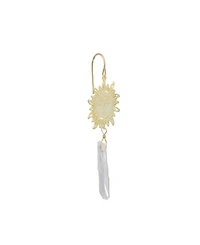 Macy's Aurora Borealis or Aqua Quartz 14K Gold Plated Quartz Sun Drop Earrings
