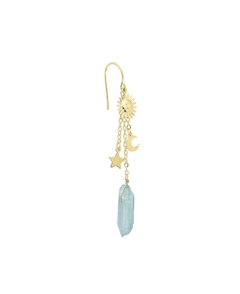 Macy's Mystic or Aqua Quartz Sun, Moon and Star Drop Earrings