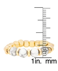 Macy's 14KGold Plated Grey Bead Stretch Ring