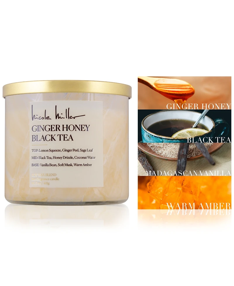 Nicole Miller Ginger Honey & Black Tea Candle, 14.5 oz.