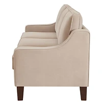 Simplie Fun Velvet Loveseat Sofa with Wooden Legs, Taupe