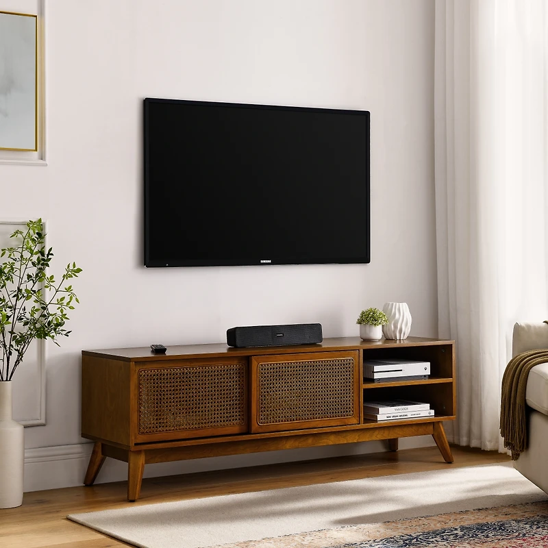 Streamdale Mid Century Modern Rattan Tv Stand for 65"