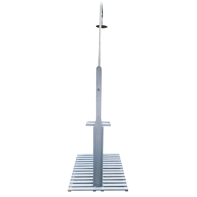 Simplie Fun Outdoor Garden Pool Shower With Chassis Board, For Swimming Pool, Patio, Terrace, Garden, Wood