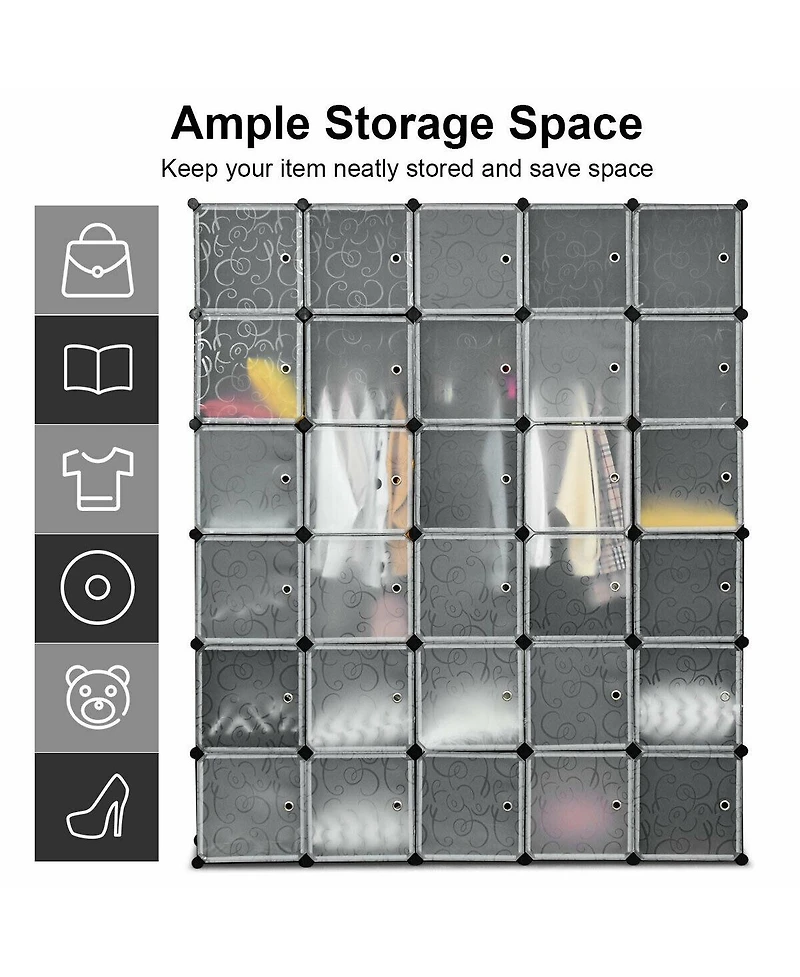 Sugift Diy 30 Cube Portable Closet Clothes Wardrobe Cabinet