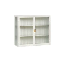 Streamdale Modern Glass Door Wall Cabinet with Three-tier Storage