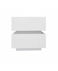 Streamdale White Glossy Bedside Table with Rgb Led and Bluetooth