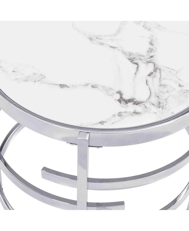 Sintered Stone Top End Table: Modern Chrome Design