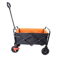 Mini Folding Wagon Garden Shopping Beach Cart (Black+Yellow+Brake)