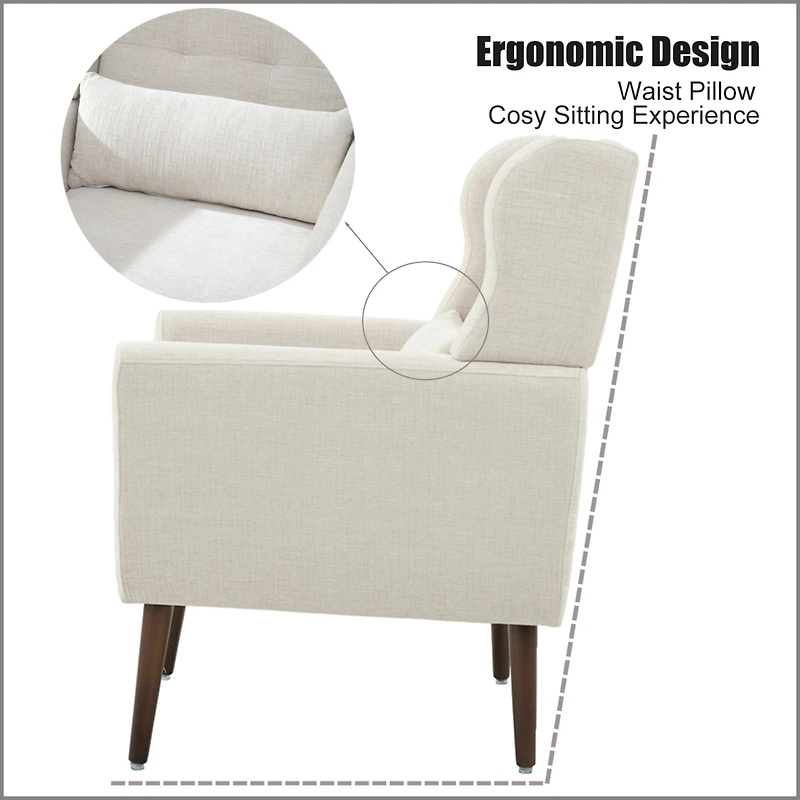 Streamdale Mid Century Chenille Lounge Chair in Beige