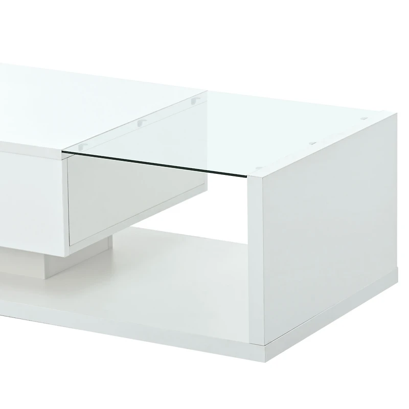 Streamdale Modernist Glass-Wood Center Table
