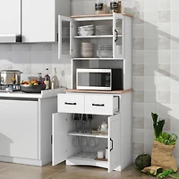 Streamdale White Wooden Kitchen Pantry with Glass Door Storage