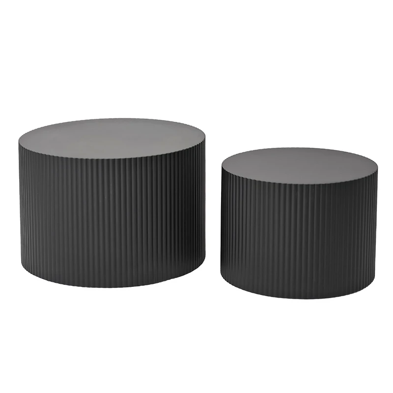 Streamdale Furniture Wave Stripe Nesting Coffee Table Set For Living Room, Bedroom, Black(Set Of 2 Pieces)