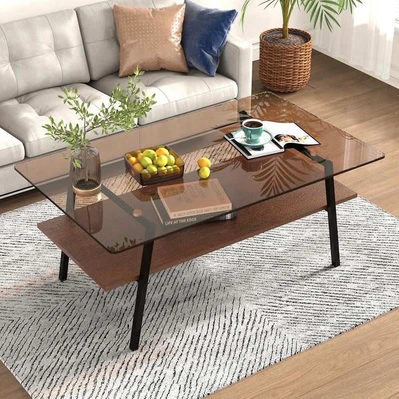 Streamdale Furniture Modern Brown Glass Coffee Table
