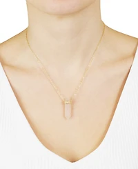 Macy's Stone Quartz Pointed Hexagon Pendant Necklace 14k Gold Plated or Silver
