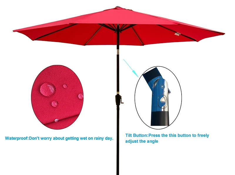 Streamdale 10FT Outdoor Patio Umbrella, Red, Tilt, Crank