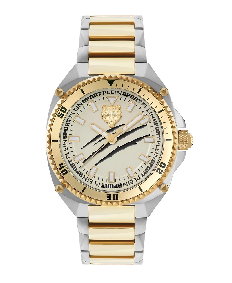 Plein Sport Men's Thunder Force Three Hand Quartz Two Tone Stainless Steel 47MM