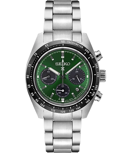 Seiko Men's Chronograph Solar Prospex Speedtimer Stainless Steel Bracelet Watch 39mm