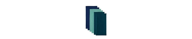 Design Imports Cotton Kitchen Collection Dishtowel Set, 18x26", Assorted Blues, 6 Piece