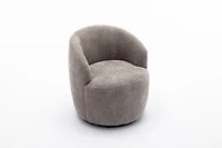 Streamdale Furniture Chenille Fabric Swivel Accent Armchair Barrel Chair With Black Powder Coating Metal Ring, Gray