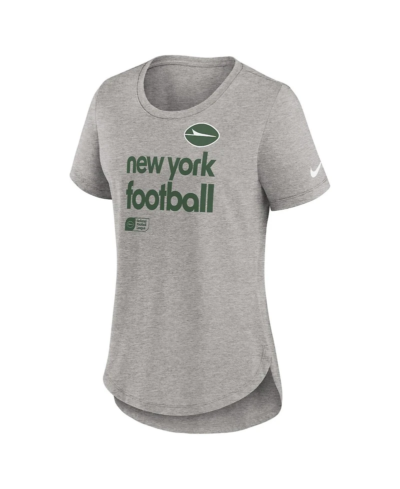 Nike Women's Heather Charcoal New York Jets Fashion Tri-Blend T-Shirt