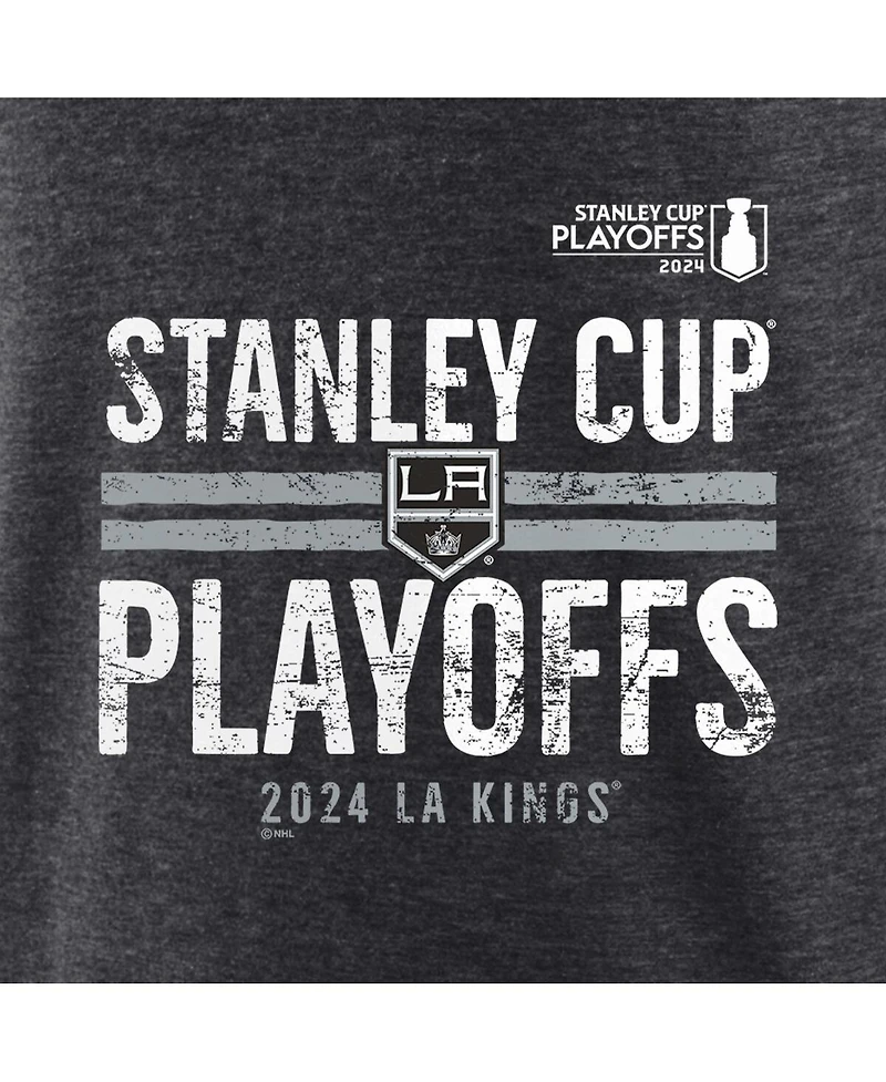Fanatics Men's Heather Charcoal Los Angeles Kings 2024 Stanley Cup Playoffs Crossbar Tri-Blend T-Shirt