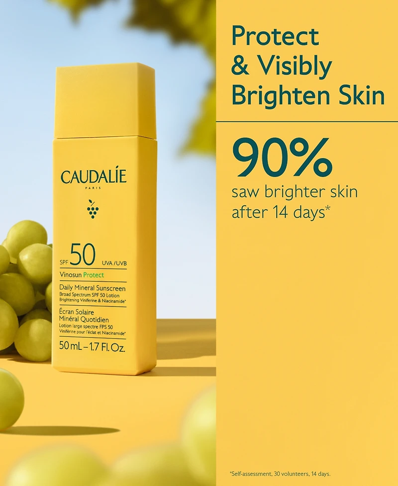 Caudalie Vinosun Protect Daily Mineral Sunscreen Spf 50, 1.7 oz.