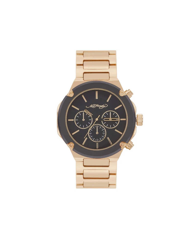 Ed Hardy Men's Brushed Gold-Tone Metal Bracelet Watch 46mm