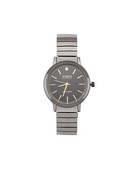 American Exchange Women's Genuine Diamond Black Dial and Metal Narrow Bracelet Analog Watch 28mm