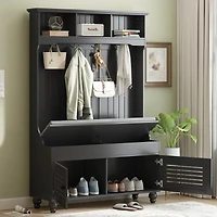 Streamdale 5-In-1 Entryway Bench with Coat Rack and Storage