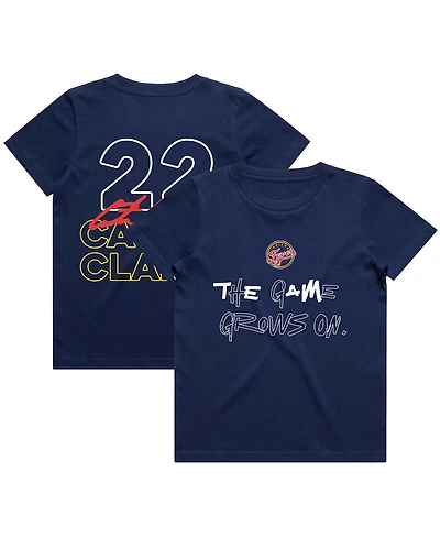 Round21 Big Boys and Girls Caitlin Clark Navy Indiana Fever Player Signature T-Shirt