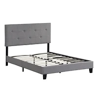 Simplie Fun Gray Upholstered Platform Bed Frame, Easy Assembly