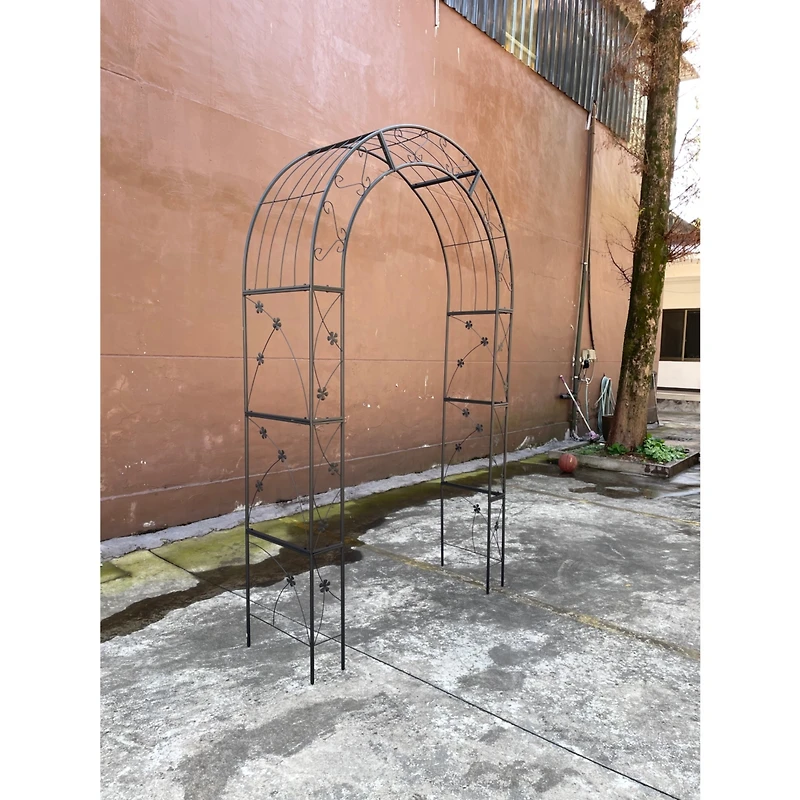 Outdoor Black Metal Garden Arbor Archway