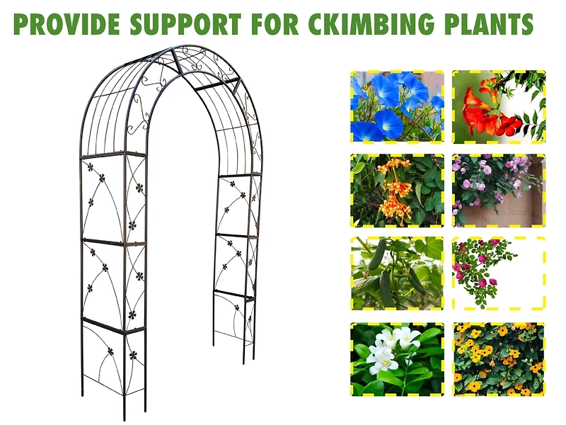 Outdoor Black Metal Garden Arbor Archway
