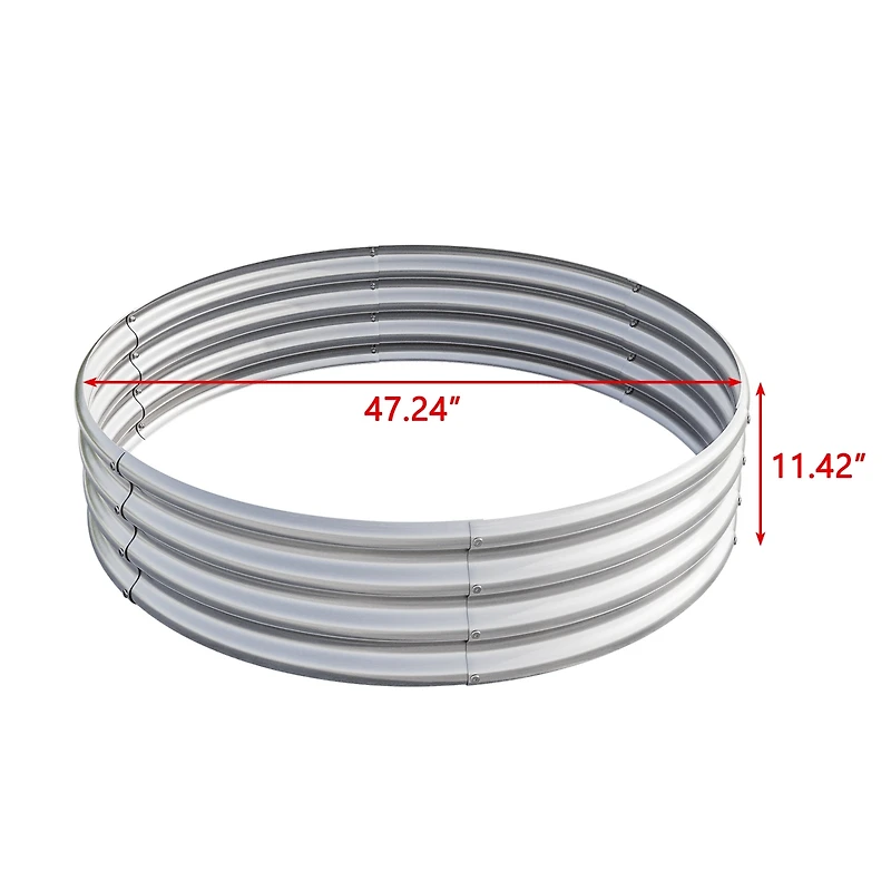 Streamdale 47.24x11.4" Tall Round Metal Garden Bed for Vegetables and Flowers