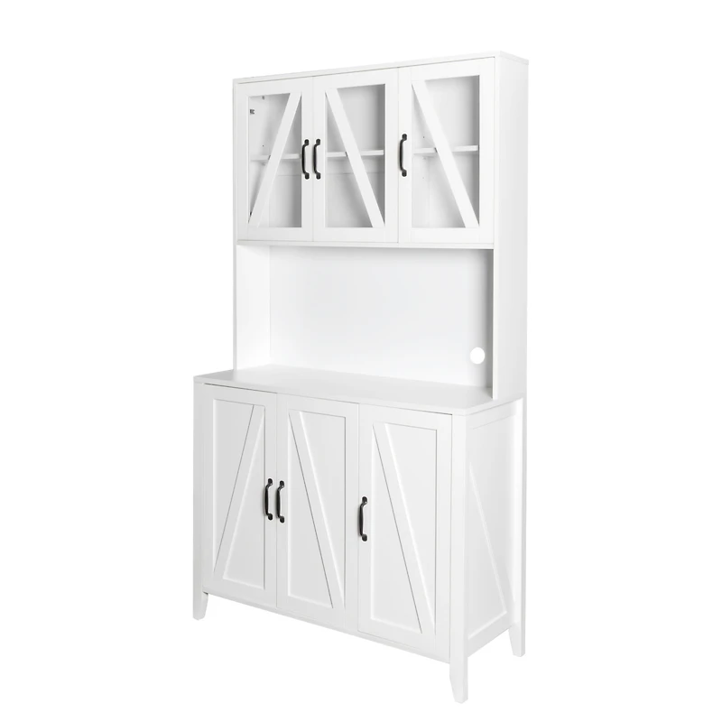 Kitchen Storage Cabinet with Glass Doors & Drawers