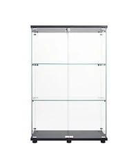 Streamdale Furniture Two Door Glass Cabinet Glass Display Cabinet With 3 Shelves