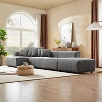 Streamdale Furniture 4-Piece Gray Corduroy Sectional Sofa Set