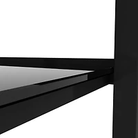 Simplie Fun Black Glass 2-Layer Tea Table Set