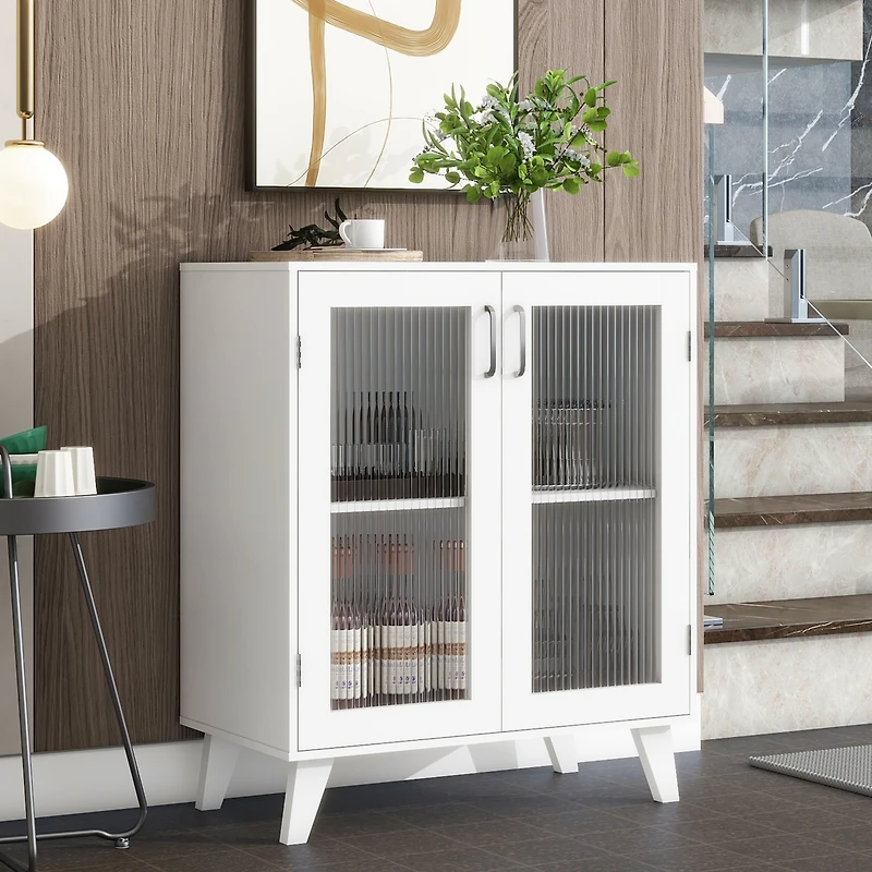 Streamdale Modern Bathroom Cabinet with Glass Doors and Adjustable Shelf