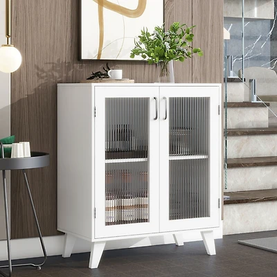 Streamdale Modern Bathroom Cabinet with Glass Doors and Adjustable Shelf