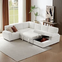 Streamdale Furniture Corduroy Modular Sleeper Sofa for Home & Office