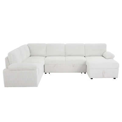 Streamdale Furniture Corduroy Modular Sleeper Sofa for Home & Office