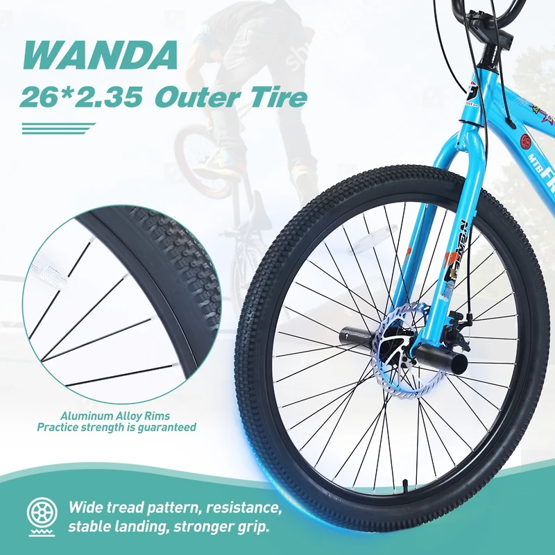 Streamdale Freestyle Kids Bike, 26in, Double Disc Brakes