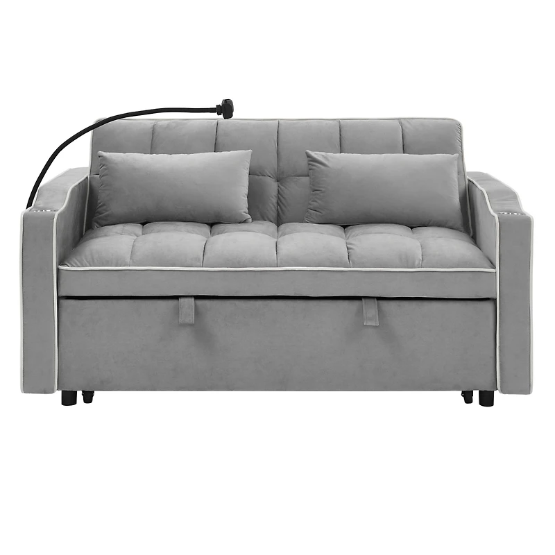 Streamdale Furniture 55.51 Inch Versatile Foldable Sofa Bed In 3 Lengths, Modern Sofa Sofa Sofa