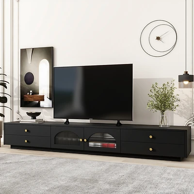 Streamdale Elegant Tv Stand for 90" TVs, Glass Doors