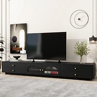 Streamdale Elegant Tv Stand for 90" TVs, Glass Doors