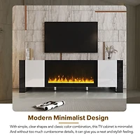 Streamdale High Gloss White Tv Stand with Electric Fireplace